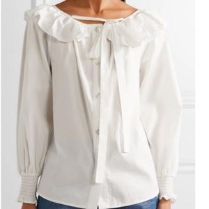 MARC JACOBS Ruffle Neck Tie Cotton  Blouse size 6